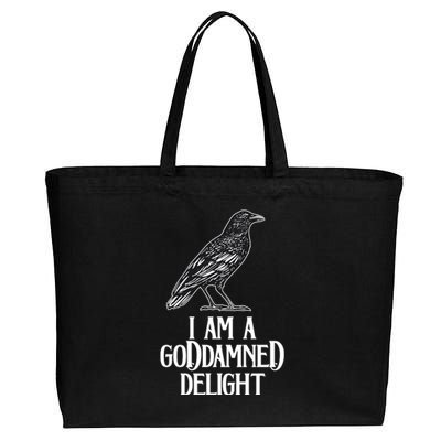 I Am A Goddamned Delight God Damned Funny Quote Cotton Canvas Jumbo Tote