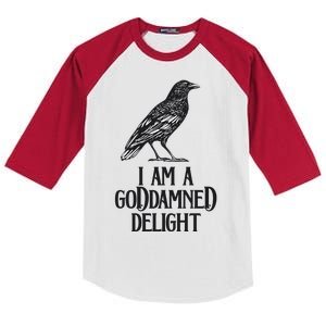 I Am A Goddamned Delight God Damned Funny Quote Kids Colorblock Raglan Jersey