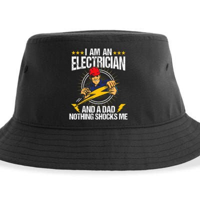 I Am An Electrician Lineman Lineworker Dad Electrical Work Sustainable Bucket Hat