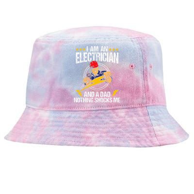 I Am An Electrician Lineman Lineworker Dad Electrical Work Tie-Dyed Bucket Hat