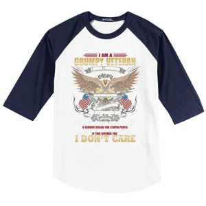 I Am A Grumpy Old Veteran I Served I Sacrificed Veterans Day Gift Baseball Sleeve Shirt