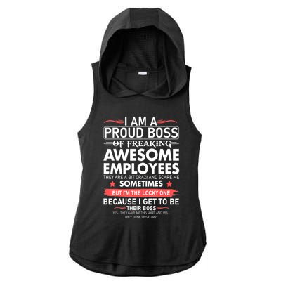 I Am A Proud Boss Of Freaking Awesome Employees Funny Cool Gift Ladies PosiCharge Tri-Blend Wicking Draft Hoodie Tank