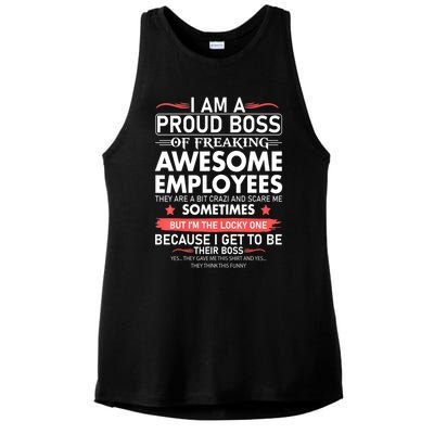 I Am A Proud Boss Of Freaking Awesome Employees Funny Cool Gift Ladies PosiCharge Tri-Blend Wicking Tank