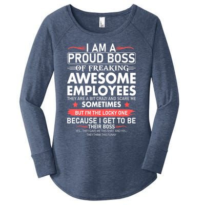 I Am A Proud Boss Of Freaking Awesome Employees Funny Cool Gift Women's Perfect Tri Tunic Long Sleeve Shirt