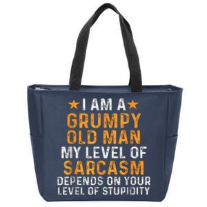 I Am A Grumpy Old Man My Level Of Sarcasm Depends On Your Zip Tote Bag