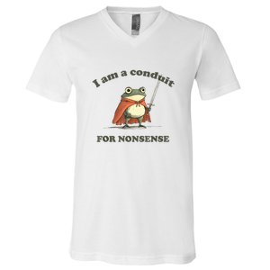 I Am A Conduit For Nonsense Frog V-Neck T-Shirt