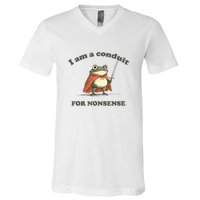 I Am A Conduit For Nonsense Frog V-Neck T-Shirt