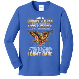 I Am A Grumpy Veteran I Served I Sacrificed I Don't Regret Meaningful Gift Kids Long Sleeve Shirt