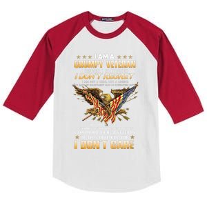 I Am A Grumpy Veteran I Served I Sacrificed I Don't Regret Meaningful Gift Kids Colorblock Raglan Jersey