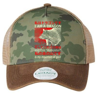 I Am A Dragon Raccoon Japanese Legacy Tie Dye Trucker Hat