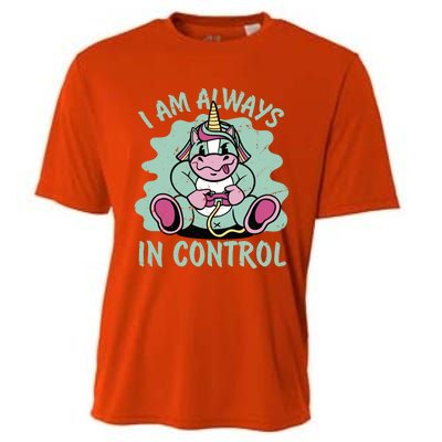 I Am Always In Control Great Gift Unicorn Great Gift Video Games Gift Cooling Performance Crew T-Shirt