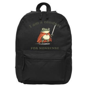 I Am A Conduit For Nonsense Funny Frog Gift 16 in Basic Backpack