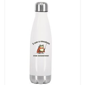 I Am A Conduit For Nonsense Funny Frog Gift Stainless Steel Insulated Water Bottle