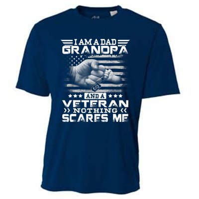 I am a Dad Grandpa and a Veteran Nothing scares me USA Gift Cooling Performance Crew T-Shirt