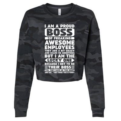 I Am A Proud Boss Of Freaking Awesome Employees Shirt Funny Cropped Pullover Crew