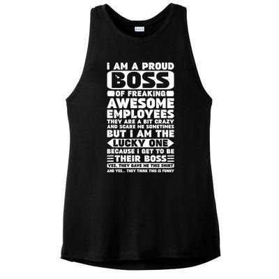 I Am A Proud Boss Of Freaking Awesome Employees Shirt Funny Ladies PosiCharge Tri-Blend Wicking Tank