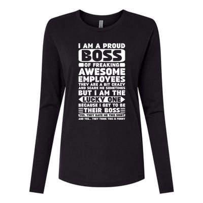 I Am A Proud Boss Of Freaking Awesome Employees Shirt Funny Womens Cotton Relaxed Long Sleeve T-Shirt