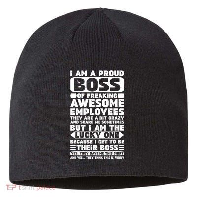I Am A Proud Boss Of Freaking Awesome Employees Shirt Funny Sustainable Beanie