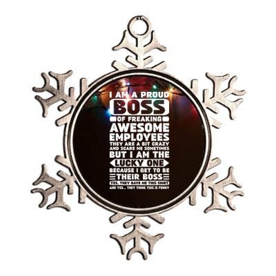 I Am A Proud Boss Of Freaking Awesome Employees Shirt Funny Metallic Star Ornament