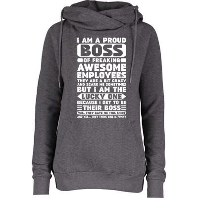 I Am A Proud Boss Of Freaking Awesome Employees Shirt Funny Womens Funnel Neck Pullover Hood