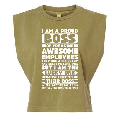 I Am A Proud Boss Of Freaking Awesome Employees Shirt Funny Garment-Dyed Women's Muscle Tee