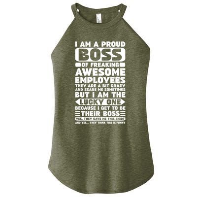 I Am A Proud Boss Of Freaking Awesome Employees Shirt Funny Women's Perfect Tri Rocker Tank