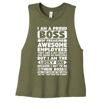 I Am A Proud Boss Of Freaking Awesome Employees Shirt Funny Women's Racerback Cropped Tank