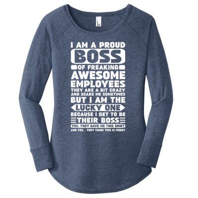 I Am A Proud Boss Of Freaking Awesome Employees Shirt Funny Women's Perfect Tri Tunic Long Sleeve Shirt