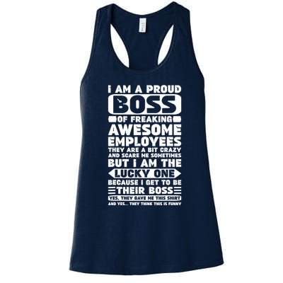 I Am A Proud Boss Of Freaking Awesome Employees Shirt Funny Women's Racerback Tank