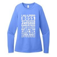 I Am A Proud Boss Of Freaking Awesome Employees Shirt Funny Womens CVC Long Sleeve Shirt