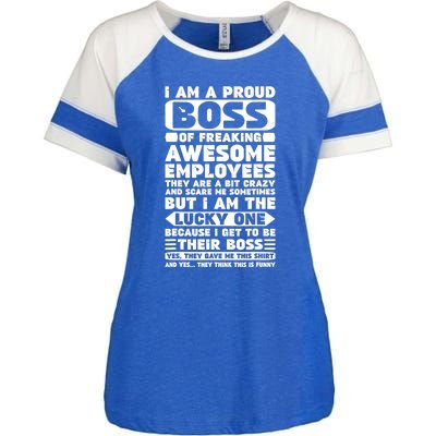 I Am A Proud Boss Of Freaking Awesome Employees Shirt Funny Enza Ladies Jersey Colorblock Tee