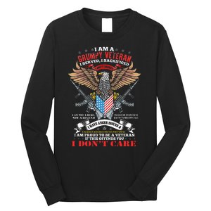 I Am A Grumpy Old Veteran I Served I Sacrificed Us Flag Long Sleeve Shirt