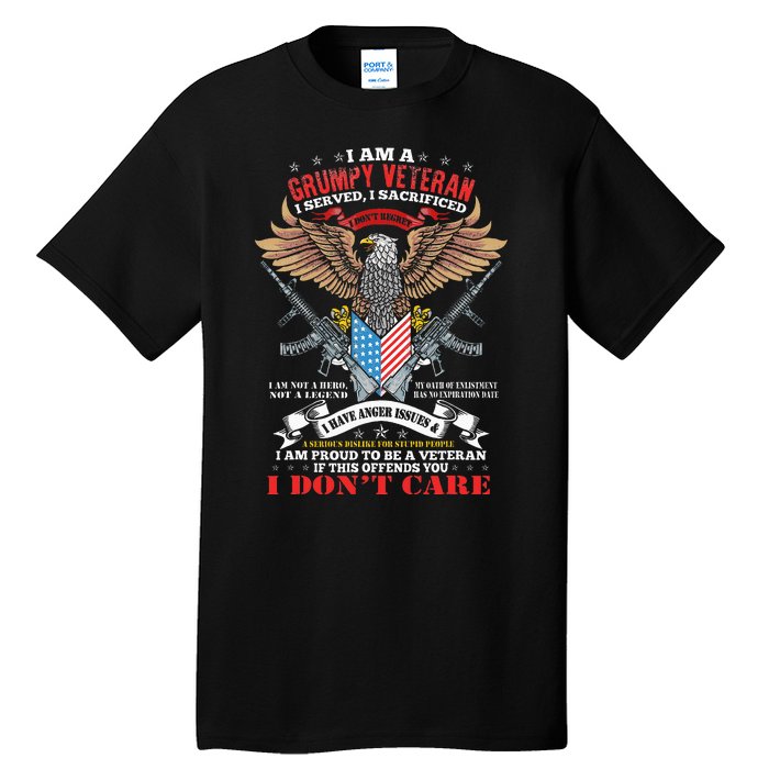 I Am A Grumpy Old Veteran I Served I Sacrificed Us Flag Tall T-Shirt