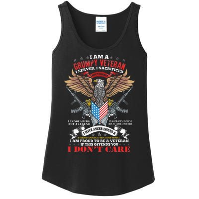 I Am A Grumpy Old Veteran I Served I Sacrificed Us Flag Ladies Essential Tank