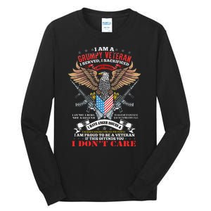 I Am A Grumpy Old Veteran I Served I Sacrificed Us Flag Tall Long Sleeve T-Shirt