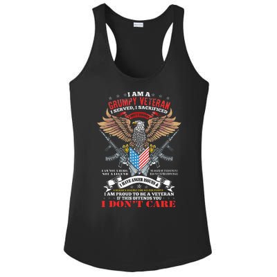 I Am A Grumpy Old Veteran I Served I Sacrificed Us Flag Ladies PosiCharge Competitor Racerback Tank