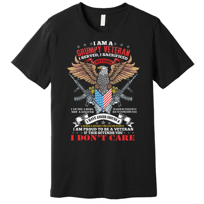 I Am A Grumpy Old Veteran I Served I Sacrificed Us Flag Premium T-Shirt