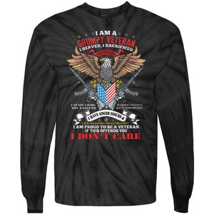 I Am A Grumpy Old Veteran I Served I Sacrificed Us Flag Tie-Dye Long Sleeve Shirt