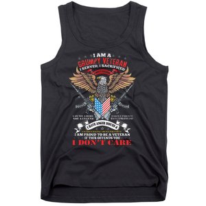 I Am A Grumpy Old Veteran I Served I Sacrificed Us Flag Tank Top