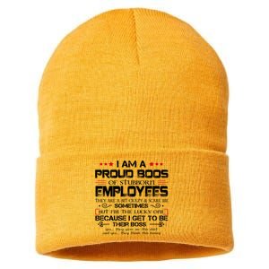 I Am A Proud Boss Of Stubborn Employees Gift Sustainable Knit Beanie