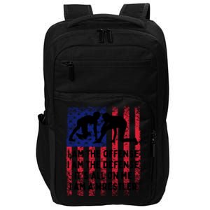 I Am A Wrestler Fun Wrestling American Flag Great Gift Impact Tech Backpack