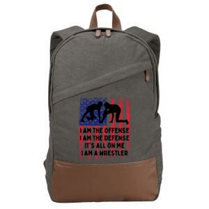 I Am A Wrestler Fun Wrestling American Flag Great Gift Cotton Canvas Backpack