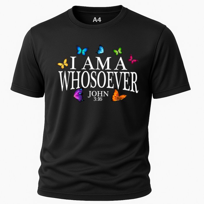 I Am A Whosoever John 3:16 Jesus Christian Butterfly Gift Cooling Performance Crew T-Shirt