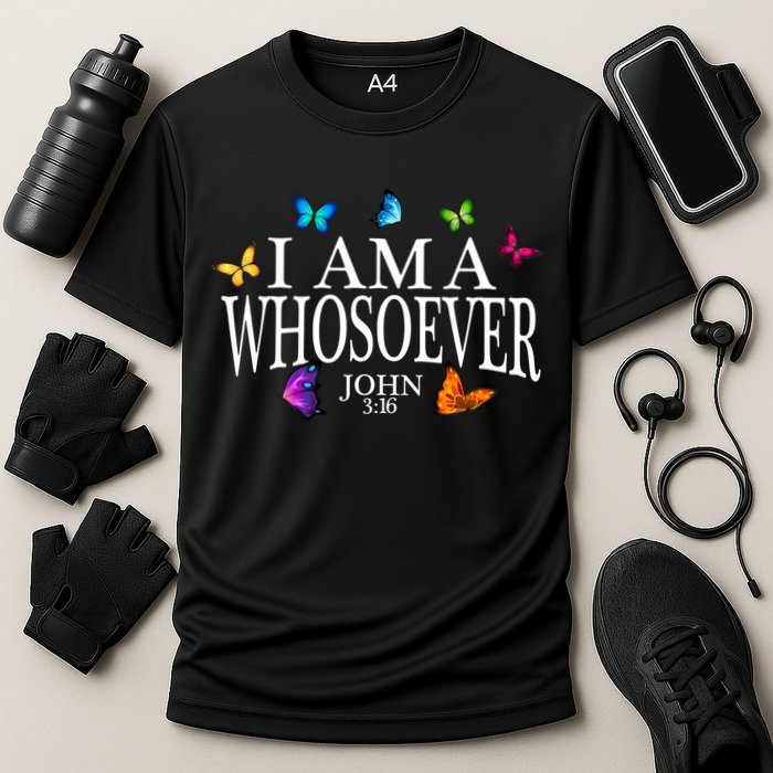 I Am A Whosoever John 3:16 Jesus Christian Butterfly Gift Cooling Performance Crew T-Shirt