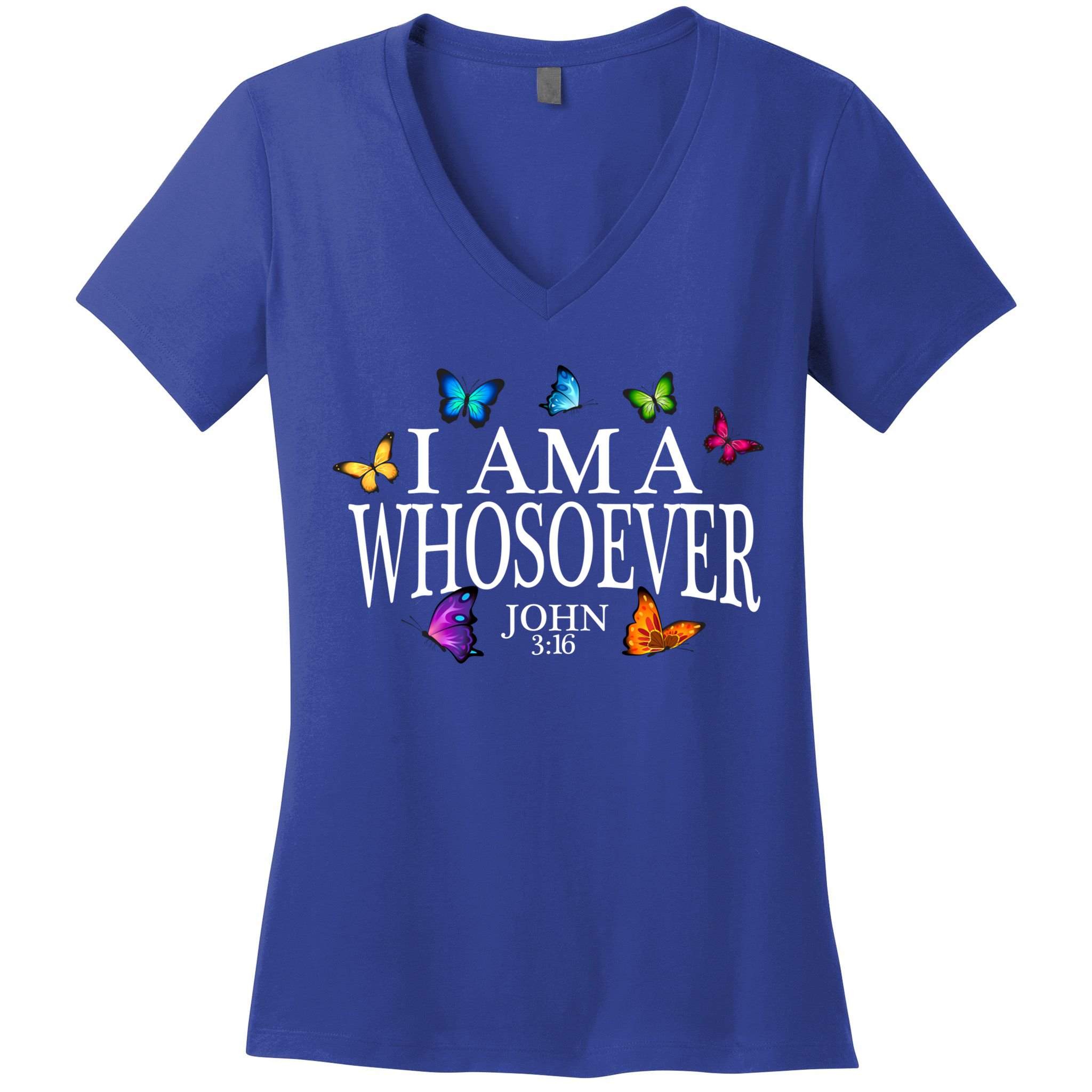 I Am A Whosoever John 3:16 Jesus Christian Butterfly Gift Women's V-Neck T-Shirt