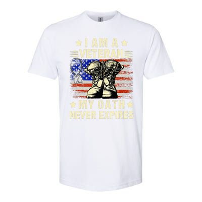 I am A Veteran My Oath Never Expires Veteran Day USA Flag Softstyle® CVC T-Shirt