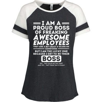 I Am A Proud Boss Of Freaking Awesome Employees Funny Boss Enza Ladies Jersey Colorblock Tee