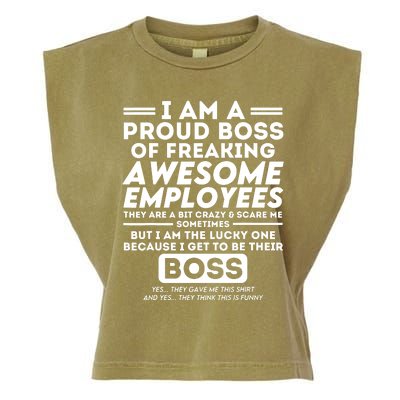 I Am A Proud Boss Of Freaking Awesome Employees Funny Boss Garment-Dyed Women's Muscle Tee