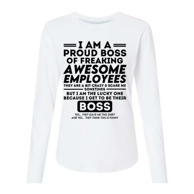 I Am A Proud Boss Of Freaking Awesome Employees Funny Boss Womens Cotton Relaxed Long Sleeve T-Shirt