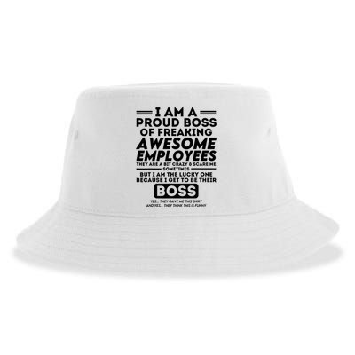 I Am A Proud Boss Of Freaking Awesome Employees Funny Boss Sustainable Bucket Hat